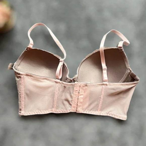 ***Final Drop*** NWT Sophie B Pink Lace over Gray Longline Bra 34C - Picture 7 of 13